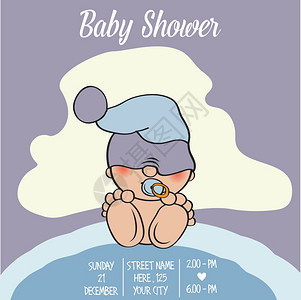 带有趣的小婴儿浴卡矢量说明图片