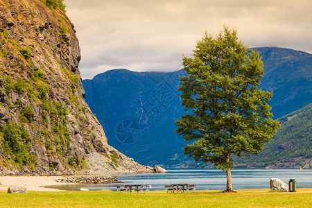 在欧洲弗拉姆挪威Fjord附近图片