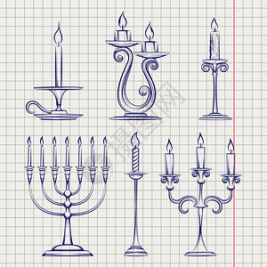 笔记本页面上的蜡烛手画笔记本页面矢量图上的蜡烛图片