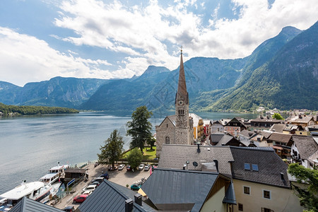 奥地利HallstattHallstat村的经典景象图片