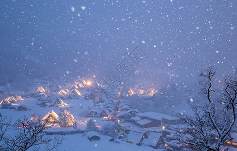 白川戈与日积雪下的本朱布吉福一道闪耀着大雪的光芒高清图片
