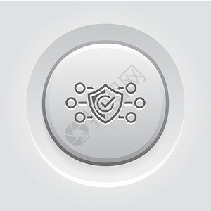 保护和安全图标灰质按钮设计保护与安全图标带屏蔽的安保概念孤立的说明应用符号或UI元素图片