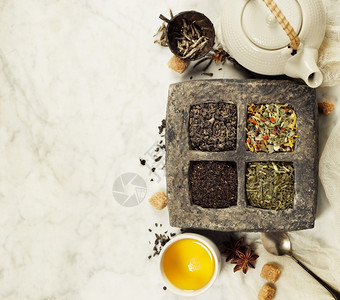 干茶组装的成分不同概念图片