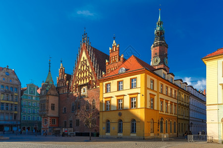 波兰沃克拉夫市广场厅和多彩豪华房屋图片