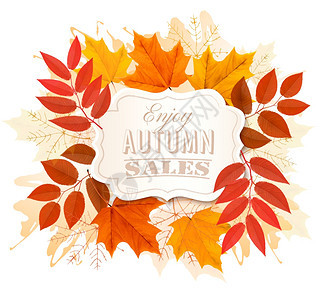 秋季销售促商带多色叶子矢量图片
