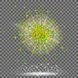 透视背景上的爆炸云尖锐粒子在空气中随机飞动绿色碎片的爆炸云图片