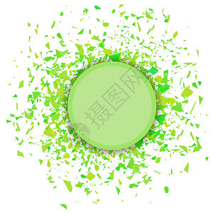 绿面板圆的横幅白背景孤立的绿面板一组粒子绿面板圆的横幅GreenConfetti圆环的宽幅画图片