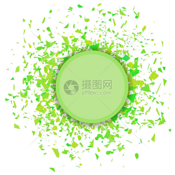 绿面板圆的横幅白背景孤立的绿面板一组粒子绿面板圆的横幅GreenConfetti圆环的宽幅画图片