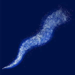 蓝背景上的星尘轨闪粒子效应宇宙分离波魔术光质星亮星的化抽象数字波星尘轨闪粒子图片