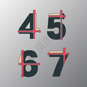 数字体模板编号4567标识或图矢量插集图片