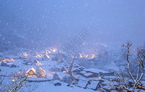 白川戈与日积雪下的本朱布吉福一道闪耀着大雪的光芒高清图片