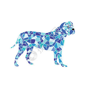 使用马赛克模式图形矢量设计的宠狗多彩马赛克模式图片