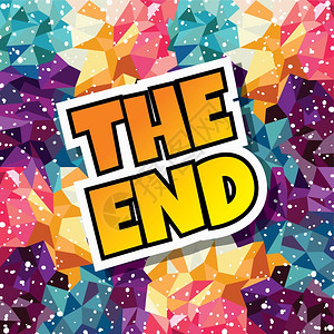 片尾结尾文本结尾处的字抽象多彩三角形几何背景结束