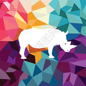 使用马赛克图案形矢量设计的犀牛多彩马赛克图案图片
