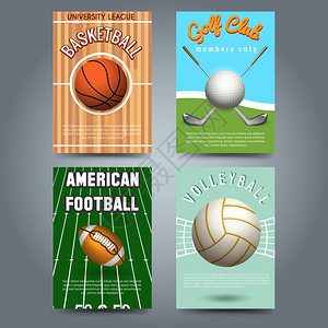 体育小册子传单模板集篮球排美国脚和高尔夫卡图片