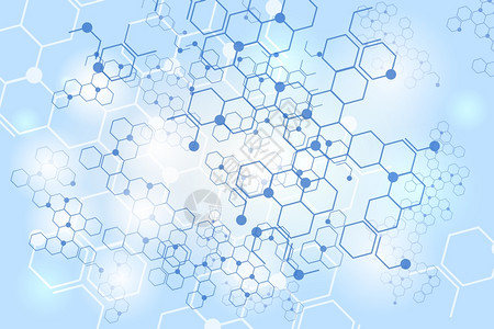 分子基因结构蓝色背景化学网络连接矢量背景图片