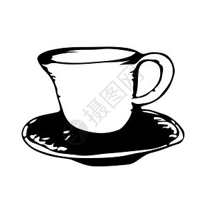 咖啡杯手画涂面图设计图片