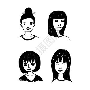 人民女面对的漫画图标说明设计图片