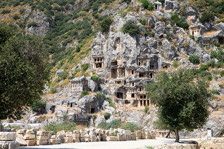 土耳其Demre省Myra古老的岩石切割图片