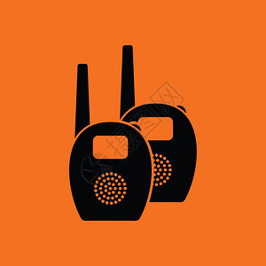 婴儿无线电监视器橙色背景黑矢量插图图片