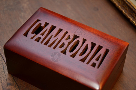 欢迎来到柬埔寨的木箱背景图片