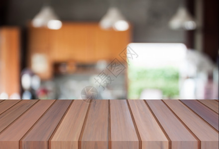 摘要模糊咖啡店上面有空桌顶用于产品显示图片
