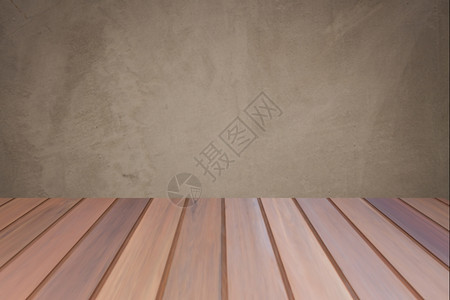 带混凝土壁背景的空木板桌顶用于产品显示图片