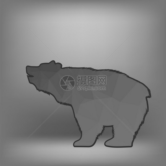 熊多角太阳月光熊多角灰色阴影下孤立的熊圆角月光灰色背景图片