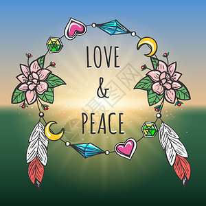 爱与和平象征博霍风格爱与和平象征以部落博霍风格绘制图片