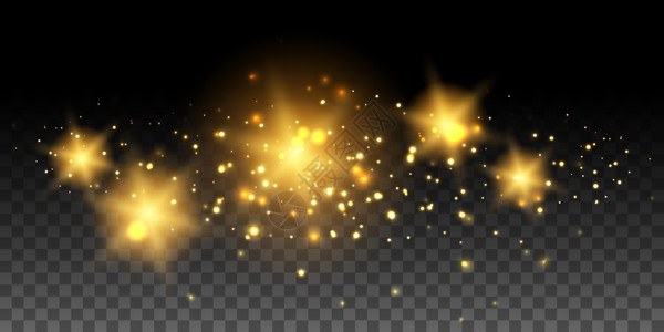 金色闪亮的恒星和效应金色闪亮的恒星和对黑暗影响矢量插图图片