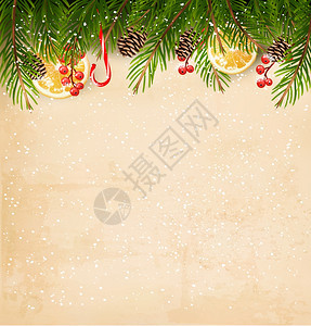 圣诞装饰旧纸面背景矢量图片