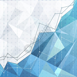 蓝三角背景的商业抽象图表和投资商业增长金融和商业战略概念图片