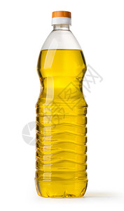 塑料瓶中的蔬菜或向日葵油在塑料瓶中隔绝包括剪切路径图片