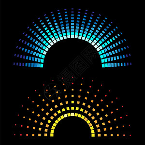 颜色等同半圆声波颜色等同半圆声波在黑色背景中分离矢量插图背景图片