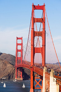 旅行者在旧金山门大桥上背景图片