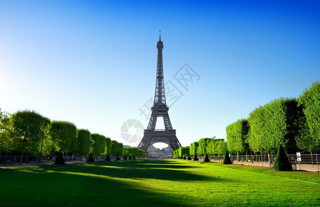 Eiffel铁塔从法国巴黎的PampdeMars图片