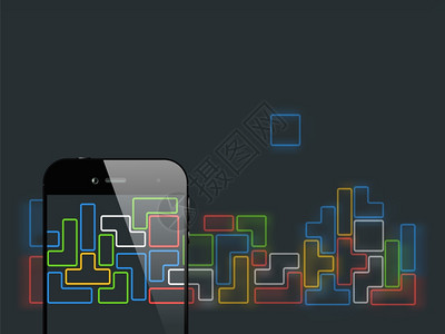 智能手机briks游戏砖块背景上的智能手机旧电子游戏平方模板矢量插图图片