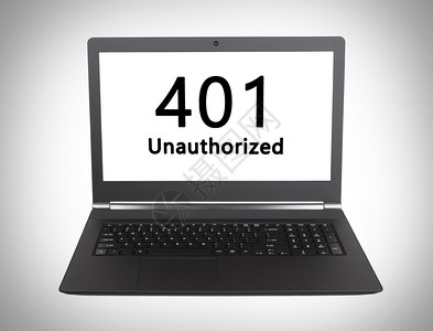 膝上型电脑屏幕的HTTP状态代码401未授权图片