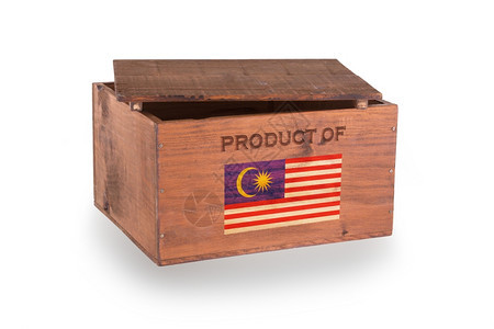 马来西亚产物白背景的木制箱图片