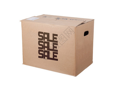 封闭式纸板盒孤立在白色背景上销售图片