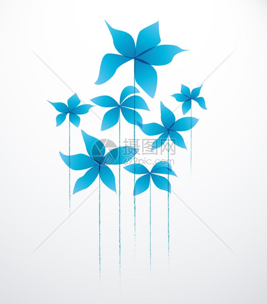 蓝色花朵矢量插图图片