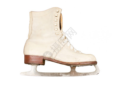 非常古老的花样滑冰板孤立在白色背景上图片素材