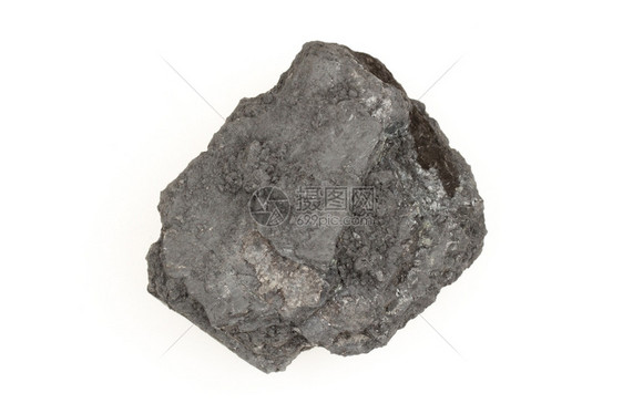 黑色煤炭白背景的可燃沉积岩图片