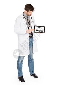 持有片的医生在白上与外界隔绝不健康图片