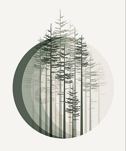 带森林的景观矢量图示树带森林的景观背图片