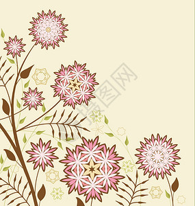 装饰花和叶子的矢量插图背景图片