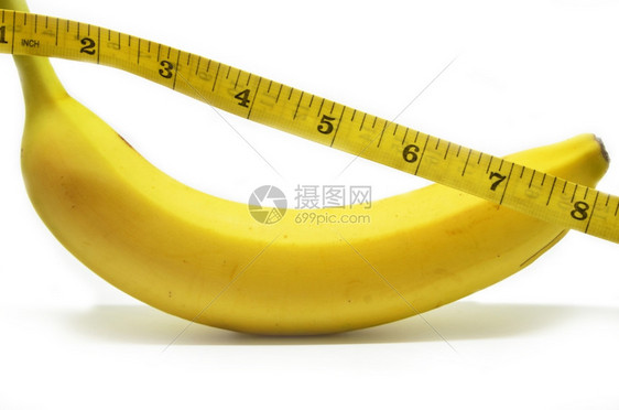 香蕉,带措施在白色背景上隔离图片