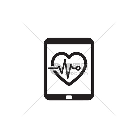 心电图和医疗服务标平面设计孤立图片