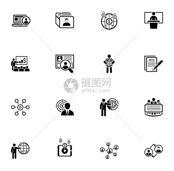 商业和财务图标集平板设计孤立说明图片