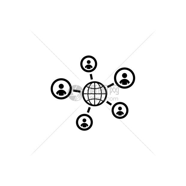 全球联系人图标平坦设计孤立说明图片